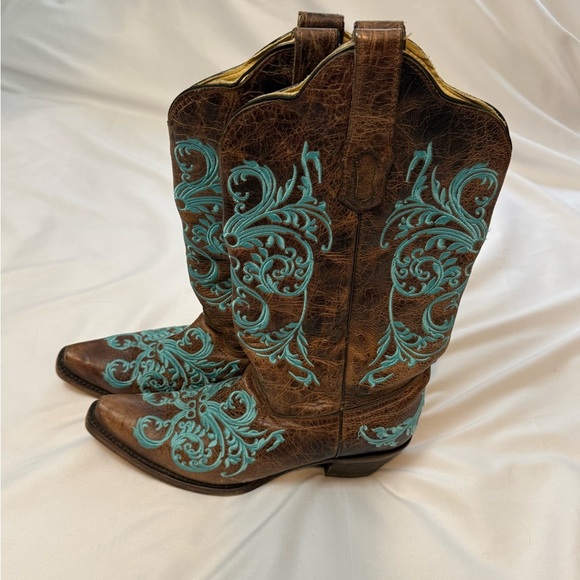 Corral Brown and Blue Boots Size 9.5 - Picture 3 of 6